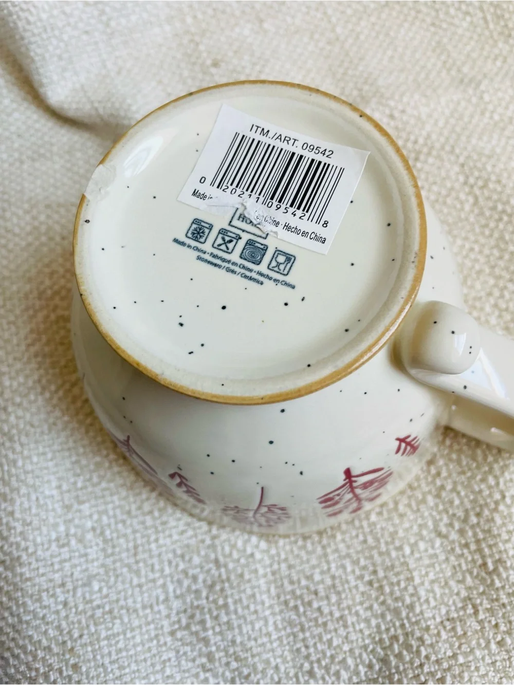 Floral Red Wildflowers Rustic Ceramic Mug NWT